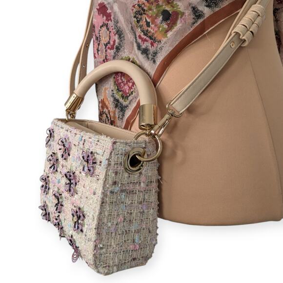 Y2K Pink Sparkle Tweed Crossbody Case Purse - Picture 4 of 6